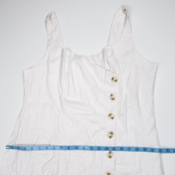 By Anthropologie Sleeveless Linen Button Wrap Midi Dress White 1X Plus - Picture 5 of 12